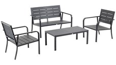 Set Mobilier de Gradina din 4 piese Outsunny, Lamele din Plastic, Cafea | Aosom RO