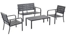 Set Mobilier de Gradina din 4 piese Outsunny, Lamele din Plastic, Cafea | Aosom RO