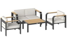 Set mobilier de grădină Outsunny din aluminiu pentru 4 persoane, cu canapea și fotolii, rezistent la apă