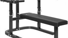 SPORTNOW banca reglabila pentru ridicat greutati, multifunctionala, 150x150x60-85 cm, neagra