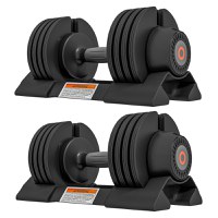 SPORTNOW Set de Gantere Reglabile, Set de Greutăți 4-în-1 cu Suport și Mâner Antiderapant, 33x16x16 cm, Negru | Aosom Romania - 1