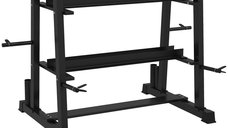 SPORTNOW suport multifunctional pentru depozitarea halterelor si greutatilor, 131 x 75 x 80 cm, negru