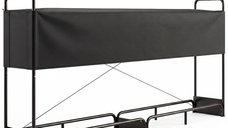 Suport Lemne de Foc Outsunny pentru Interior si Exterior, Oțel Galvanizat cu Husă Oxford, Capacitate 500 kg, Dimensiuni 260x38x118 cm, Negru