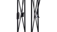 Suport lemne de Interior si Exterior cu economisire de spatiu din Metal cu Paleta, Matura, Vatrai si Cleste 34x34x111cm Negru Outsunny | Aosom RO