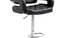 Taburet de bar HOMCOM cu spătar si inaltime reglabila, negru, 61x50x94-114cm