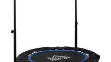 Trambulina fitness pliabila HOMCOM cu maner reglabil, cadru din otel, albastra, Ø102x99123 cm