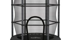Trambulină HOMCOM pentru Copii 3-10 Ani cu Plasă de Siguranță și Țevi Căptușite, Ø140 x 190 cm, Negru | Aosom Romania