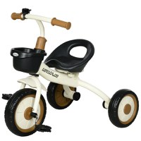 Tricicleta pentru Copii de 2-5 ani, Tricicleta pentru Copii cu Scaun Reglabil, Cos, Clopotel, Alb 70,5x50x58cm AIYAPLAY | Aosom RO - 1