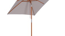 Umbrela de Gradina Outsunny Reglabila, Lemn 2x1.5m, Gri | Aosom RO