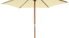 Umbrelă de Soare Outsunny pentru Grădină cu Suport din Lemn, 2.5x2.3m, Crem, Design Elegant, Protecție UV | Aosom Romania