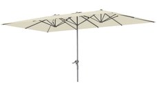 Umbrela Dublă Outsunny, 451 x 264 cm, cu Manivelă, 12 Bale Metalice, Stâlp din Aluminiu, Crem | Aosom Romania