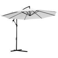 Umbrela pentru Gradina Outsunny Brat cu Manivela, Φ3x2.5m, Alba | Aosom RO - 1