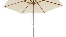 Umbrelă Soare pentru Extern Outsunny cu Suport, Lemn 2.5X2.5M Crem | Aosom RO