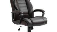 Vinsetto fotoliu de birou ergonomic cu masaj, design directorial, piele ecologica neagra, 6 puncte de masaj