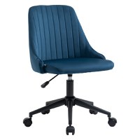 Vinsetto Scaun Birou Ergonomic, Pivotant 360°, Înălțime Ajustabilă, Catifea Albastră, 50x58x77-85cm | Aosom Romania - 1