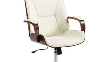 Vinsetto scaun de birou crem, cu tetiera detasabila, inaltime reglabila si functie de balans, 66 x 65 x 125 cm