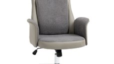 Vinsetto Scaun de birou elegant din 2 tesaturi, scaun ergonomic reglabil pe inaltime cu roti pivotante, 65x72x108-118cm, gri