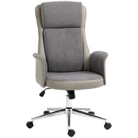Vinsetto Scaun de birou elegant din 2 tesaturi, scaun ergonomic reglabil pe inaltime cu roti pivotante, 65x72x108-118cm, gri - 1