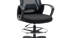 Vinsetto Scaun de birou ergonomic cu șezut înalt si suport pentru picioare, negru | Aosom Romania