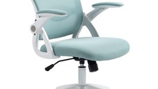 Vinsetto Scaun de Birou Ergonomic, cu Spătar din Plasă, Scaun de Birou cu Înălțime Reglabilă, 65.5x61.5x88-97.5 cm, Albastru Deschis | Aosom Romania