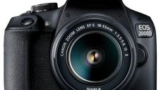Aparat Foto D-SLR Canon EOS 2000D + EF-S 18-55mm IS II, 24.1 MP, Ecran 3inch LCD, Filmare Full HD (Negru)