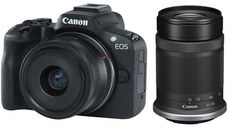 Aparat foto Mirrorless Canon EOS R50, 24.2MP, 4K + Obiectiv 18-45mm + Obiectiv 55-210mm (Negru)