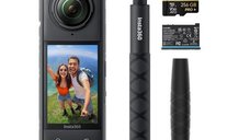 Insta360 X4 Adventure Bundle - Camera Video de Actiune 8K, 360°, Wi-Fi, Bluetooth, 4 Microfoane, Negru