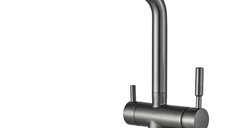 Baterie bucatarie 3 cai cu pipa extractibila  SH-404 Graphite ,   apa calda, rece E i filtrata