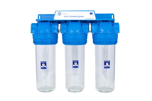 Sistem de filtrare Triplex transparent 10   in 3 etape Aquafilter FHPRCLx-3B-TRIPLE