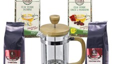 Aroma Energy Brew – French Press 600 ml, 2 ceaiuri verzi si 2 cafele aromate