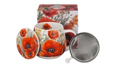 Cana cu capac portelan si infuzor inox, 430ml, Maki