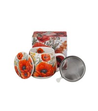 Cana cu capac portelan si infuzor inox, 430ml, Maki - 1