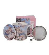 Cana cu capac portelan si infuzor inox, 450ml, Modern City of Magnolias - 1