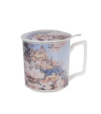 Cana cu capac portelan si infuzor inox, 450ml, Modern City of Magnolias - 2