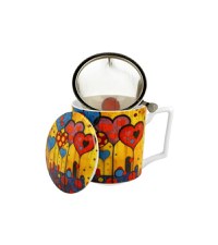 Cana cu capac portelan si infuzor inox, 450ml, Modern Hearts - 3