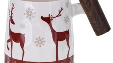 Cana din Portelan cu Maner din Lemn 320ml DEER WHITE