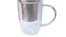 Cana transparenta cu infuzor si capac Albastru 5 O'Clock Tea (350ml)