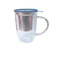 Cana transparenta cu infuzor si capac Albastru 5 O'Clock Tea (350ml) - 1