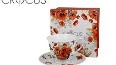 Ceasca cu farfurie, 250ml, Basket of Flowers Poppies