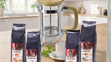 Coffe aroma Lovers - 4 Cafele cu arome + 1 French Press