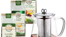 Green Tea Brew Set – Ceainic cu infuzor si 3 ceaiuri verzi 5 O’Clock Tea