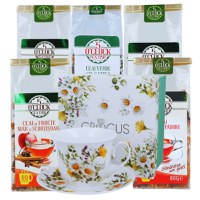 Immunity Boost Kit (3 ceaiuri de fructe + 1 ceai verde + 1 rooibos + Ceasca cu farfurie portelan, 250ml, Daisy) - 1