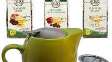Infuzie Verde, Ceanicu cu infuzor si 3 ceaiuri verzi