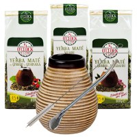Mate Lover Gift (3 ceaiuri mate + Bol Mate Linea + Metal Bombilla cu perie de curatare) - 1