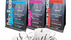 Pachet Degustare Dolce Bacio Artisan – 3 Cafele Single Origin + Set de Cesti Espresso