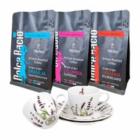 Pachet Degustare Dolce Bacio Artisan – 3 Cafele Single Origin + Set de Cesti Espresso - 1