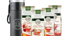 Pachet: Termos Brew2Go negru si 4 Ceaiuri de Fructe
