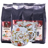 September Coffee Kit (4 pachete cafea macinata cu arome + Cana 430ml Art Flowers by W.Kilburn) - 1