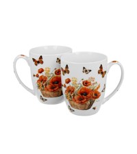 Set 2 cani portelan, 350ml, Basket of Flowers Poppies - 1