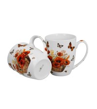Set 2 cani portelan, 350ml, Basket of Flowers Poppies - 3